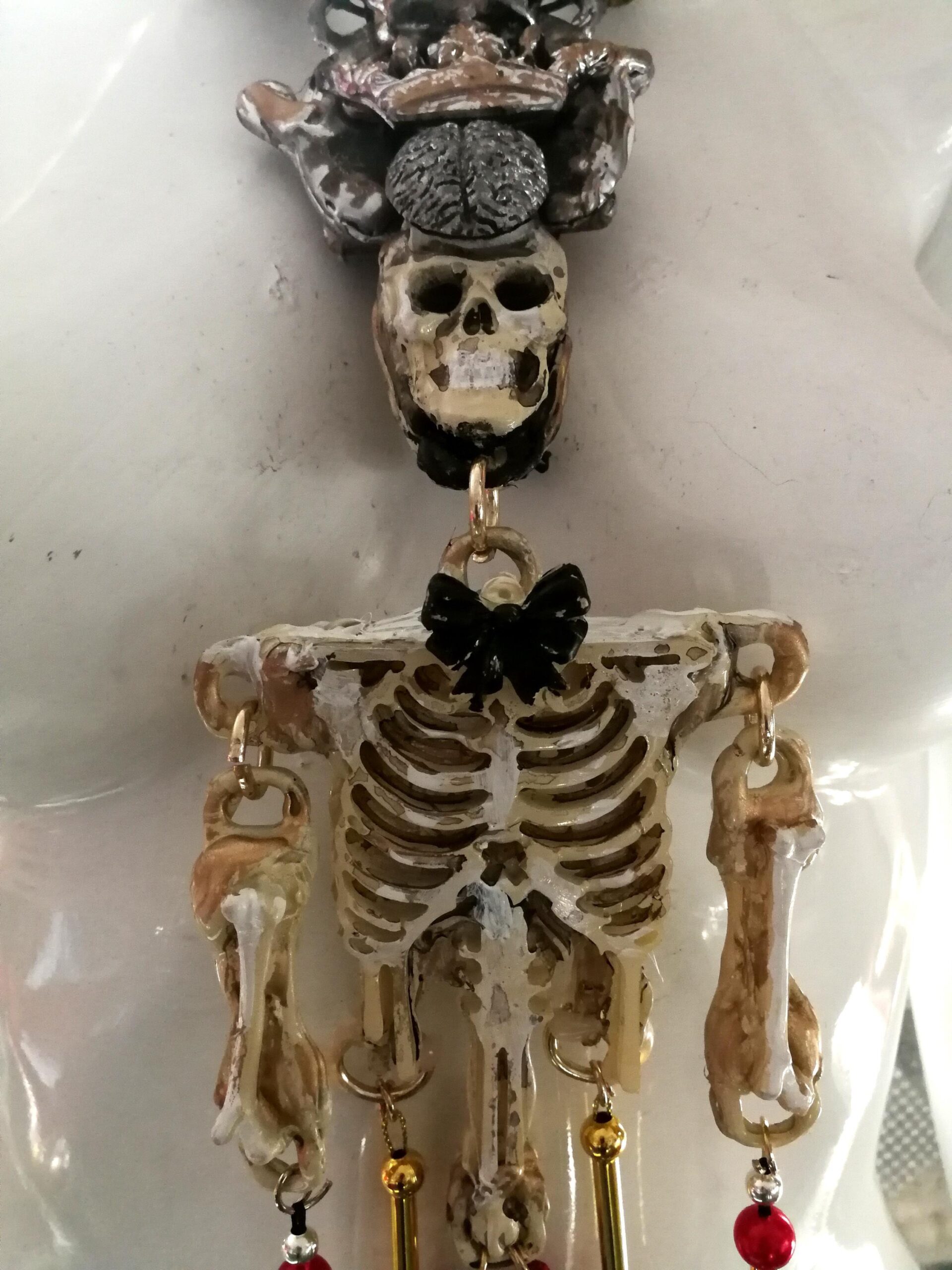 La Santa Muerte Pendant, Macabre Magic Talisman Necklace, Spooky Witch Goth Jewelry Skull Skeleton