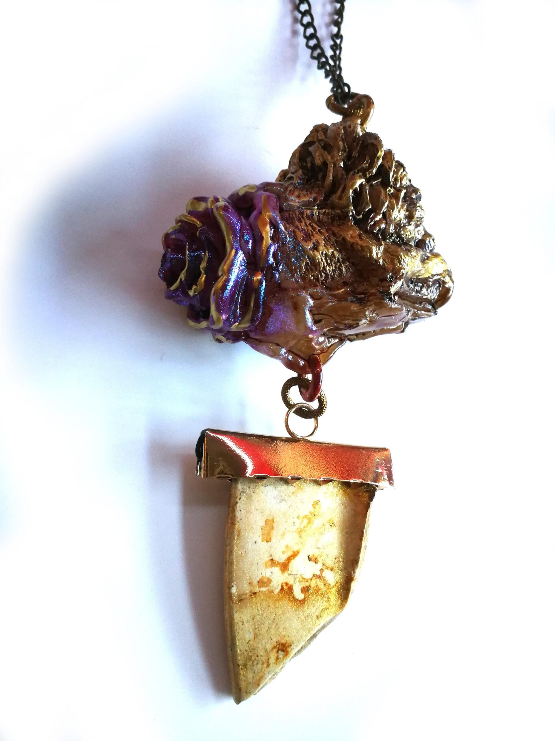 Golden Lion Amulet , Dandelion Rock Uncut Gemstone Pendant, Dantalion Magic Portal Raw Stone Magnetism
