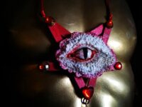 Occult Pendant of Demon Power, Baneful Magick Protection Amulet & Demonic Portal Dragon Eye Inverted Pentagram