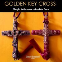 Rosicrucian Cross Necklace, Key Magic Talisman Witchcraft Symbols, Shamanic Pendant Shaman Amulet Wooden Crux