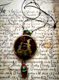 Green Witch Witchcraft Pendant, Natural Acorn Jewelry, Magic Lucky Charm Amulet Money Coin Talisman
