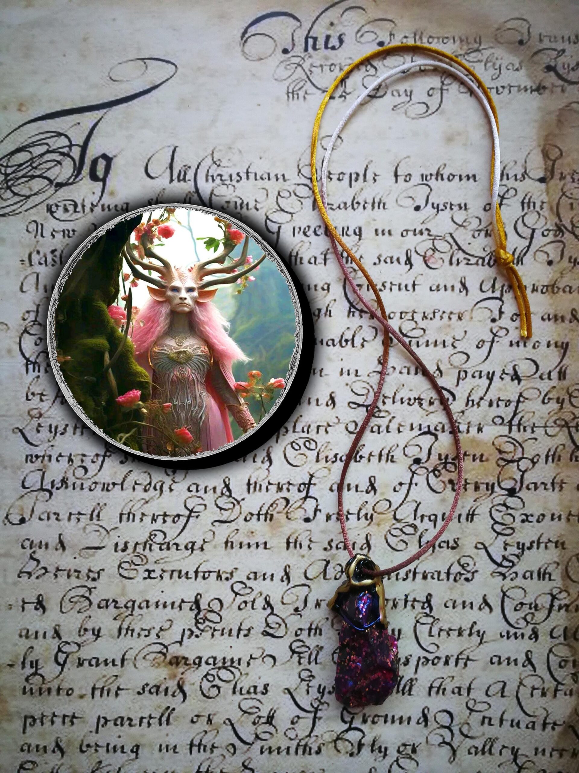 Become a Witch Shadow Enhanced Necklace Charm, Uncut Gemstone Pendant Spell Portal, Raw Stone Amulet Magic Powers Ritual