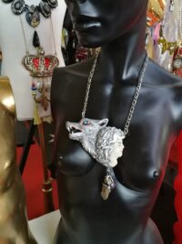 Silver Wolf Spirit Guide Protection Amulet, Magic Pentacle Charm Wild Animals, Forest Wildlife Talisman