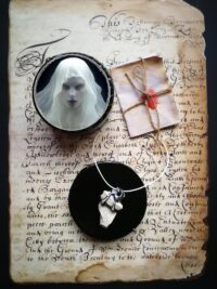 Witch Familiar, Ancient Spirit Companion Boo Ghostly, Necklace Uncut Gemstone Pendant, Magic Portal Amulet
