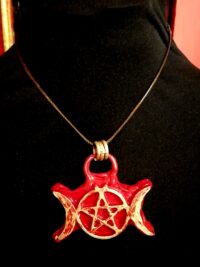 Triple Moon Talisman, Star Pentagram Luna Necklace, Lunar Phases Witchcraft Symbol Pendant, Spiritual Esoteric Jewelry