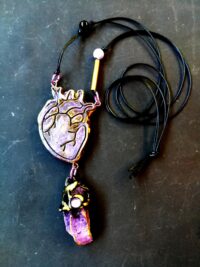 Saint Germain, Purple Heart Pendant, Purple Flame Immortality Stone, Witch Goth Jewelry, Gothic Amulet Necklace Talisman