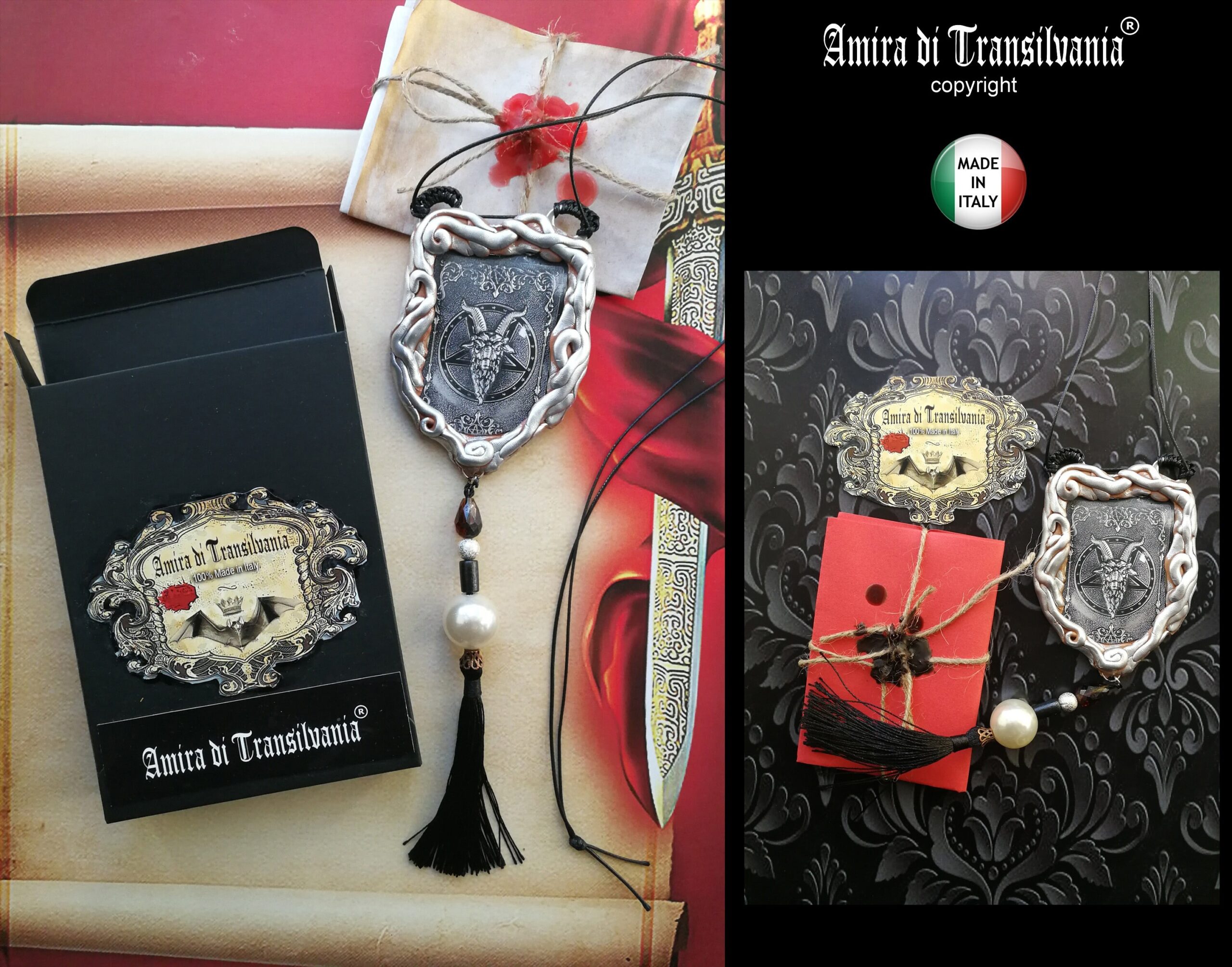 Sigil of Baphomet, Magic Talisman Templar Symbol, Black Magick Goth Jewel, Satanic Necklace Lucifer Satanist Pentagram