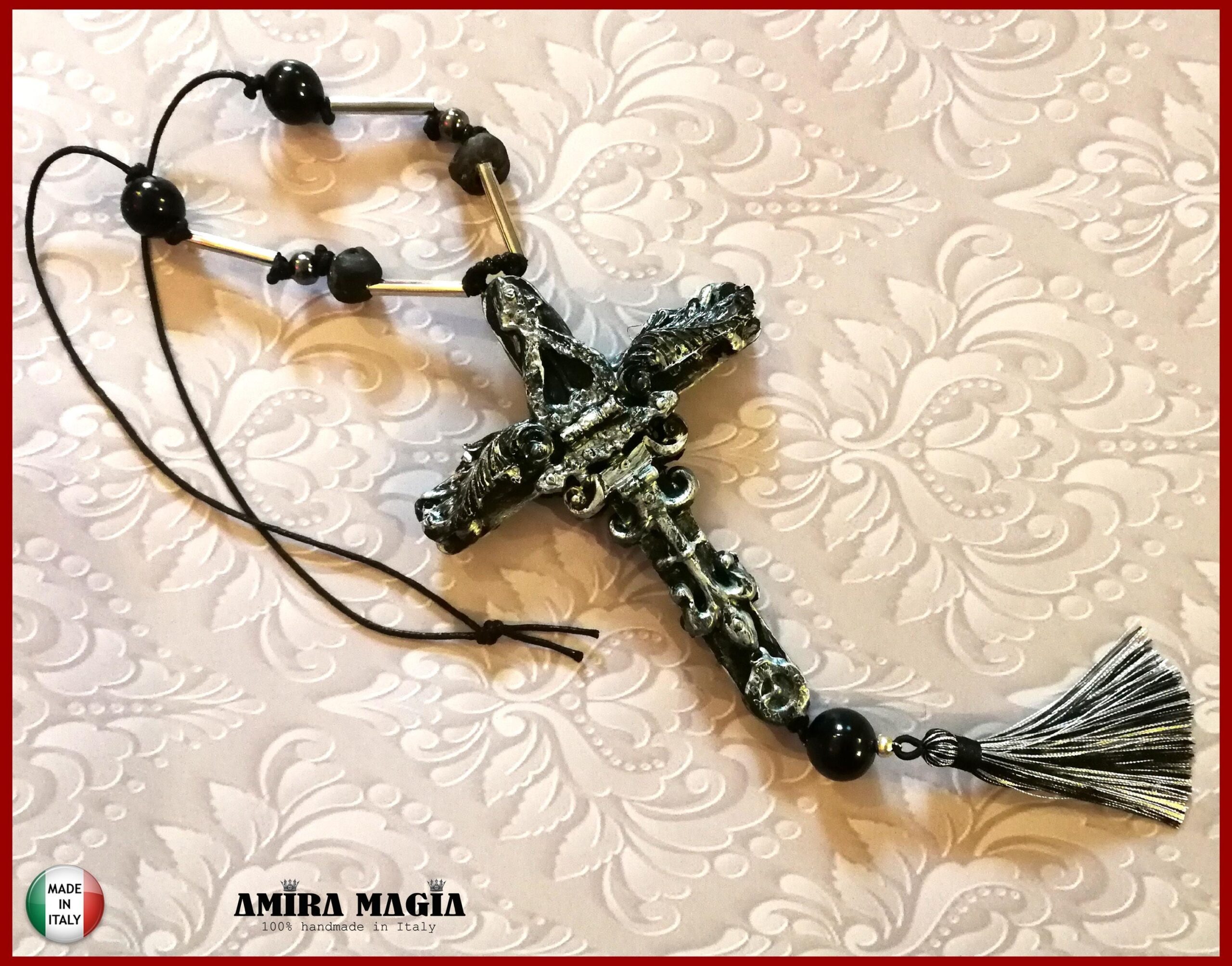 Gothic Cross, Medieval Crux Templar Symbols, Rosicrucian Seal Goth Amulet, Alchemy Witch Witchcraft Pendant
