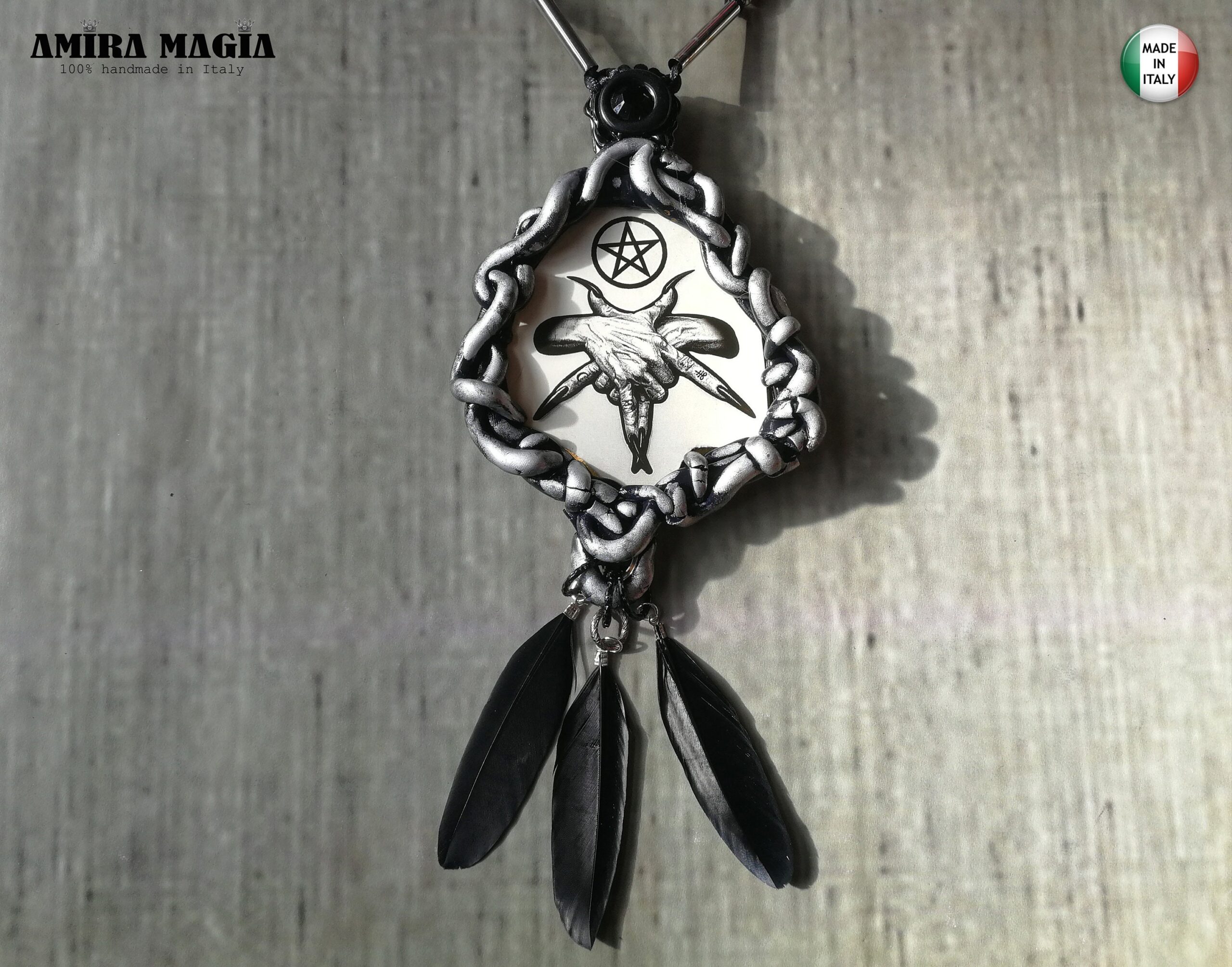 Dark Witch Amulet, Inverted Pentagram Witchcraft Symbol, Magic Evil Eye Pendant Talisman Occult Jewelry