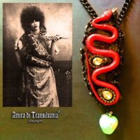 Snake and Apple, Love Talisman Another Day in Paradise, Djinn Serpent Amulet Occult Jewelry