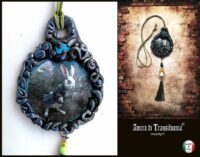 Alice in Wonderland, White Rabbit Clock Jewelry, Good Luck Talisman, Success Lucky Amulet Pendant