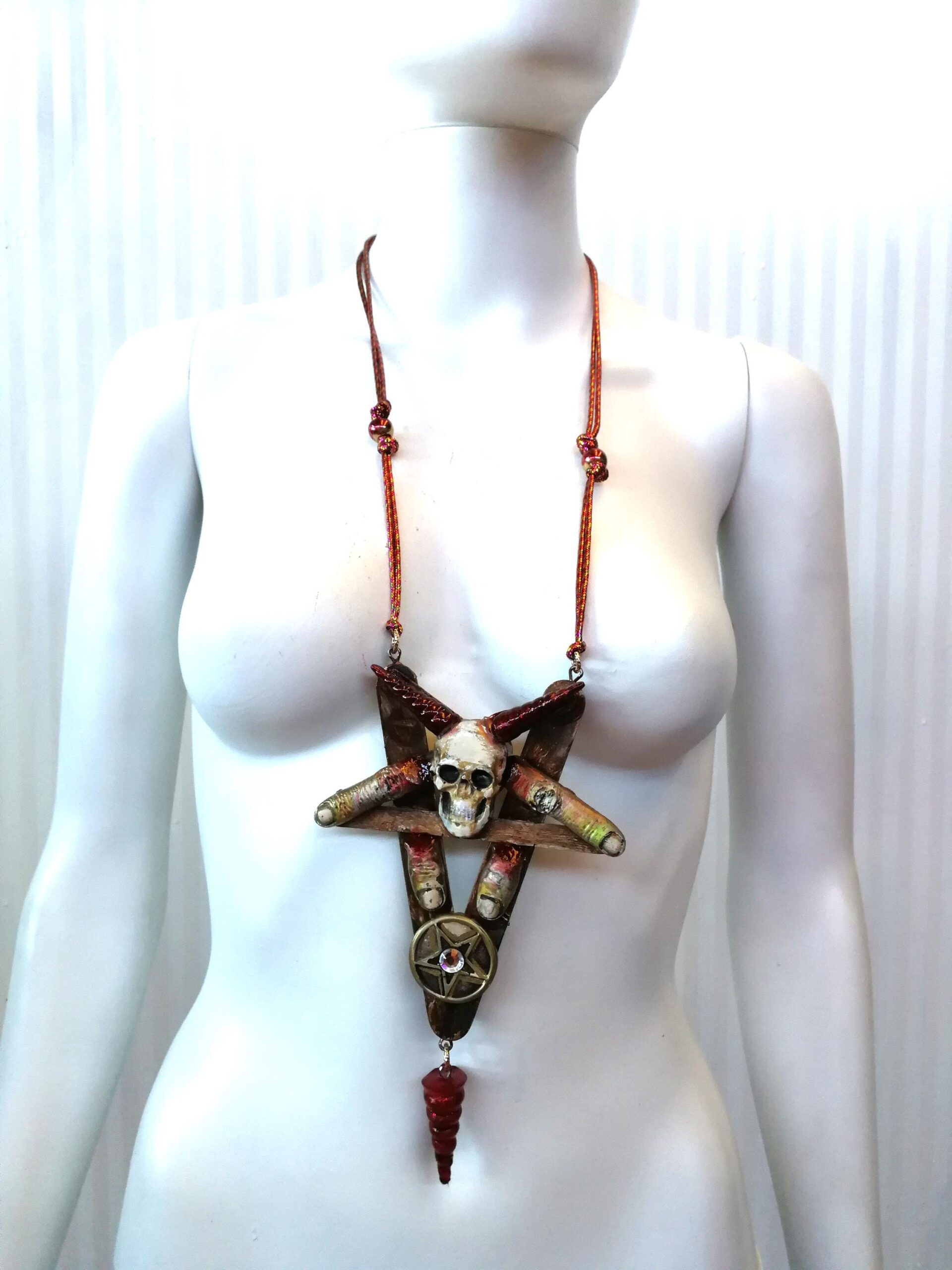 Inverted Pentagram Star, Lord Lucifer Satanic Sigil Talisman, Satan Symbol Devil Horn Pendant, Necklace Magic Amulet Bib