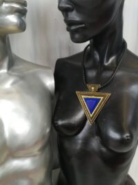 Water Sign Elemental Necklace Protective Talisman, Sea Witch Amulet Charm with Blue Stone Pendant Illuminati Triangle