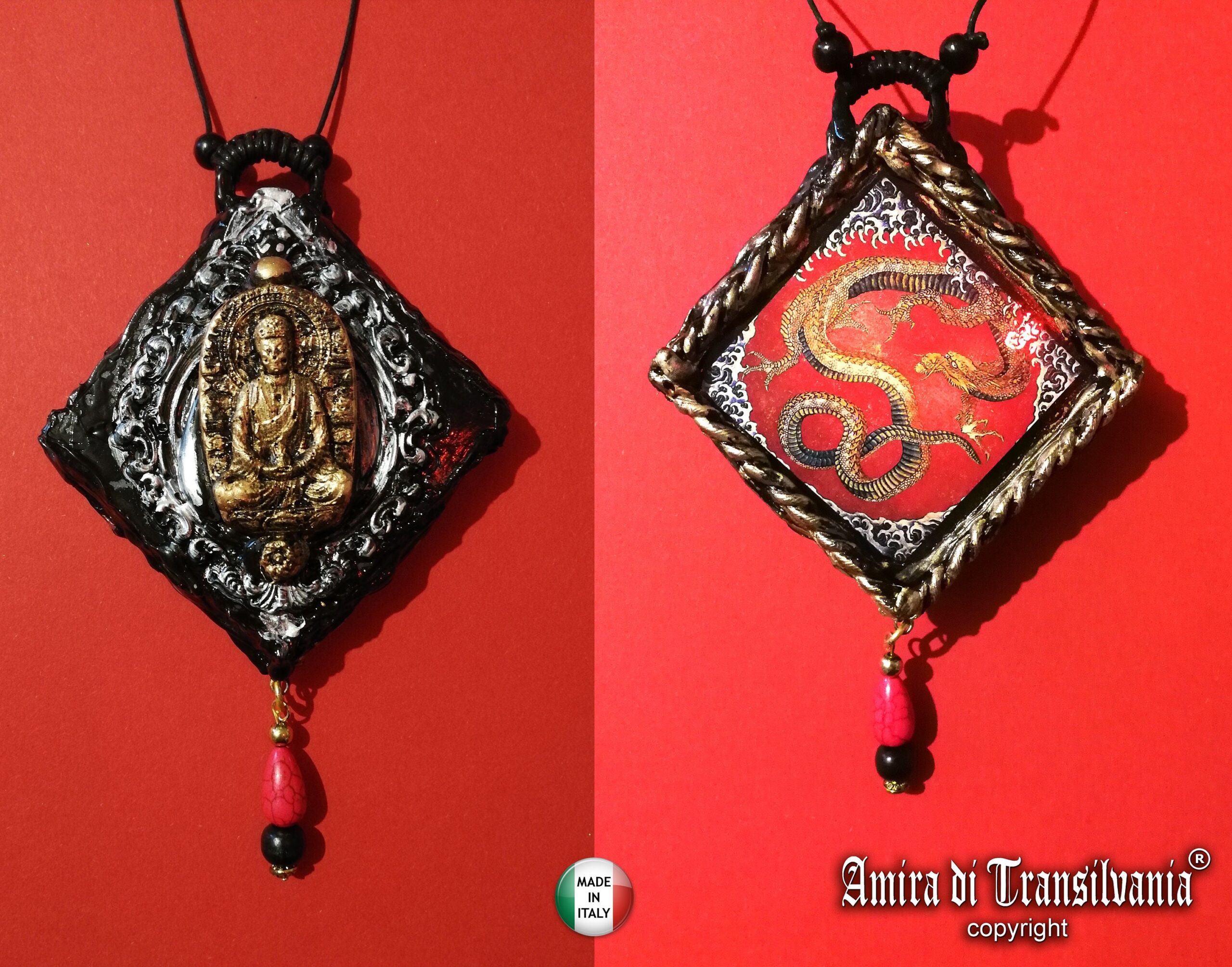 Magick Pendant of the Silent Lotus Spirit of the Golden Watcher Protection Manifestation Dragon Amulet