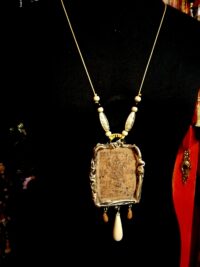 Taoist Art Necklace Talisman Beaded Pendant, Tao Symbol Prayer Amulet, Asian Magic Taos Yoga