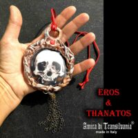 Celebration of Life Forever Talisman, Magic Power Pendant, Eternal Love Gothic Amulet Skull Kiss