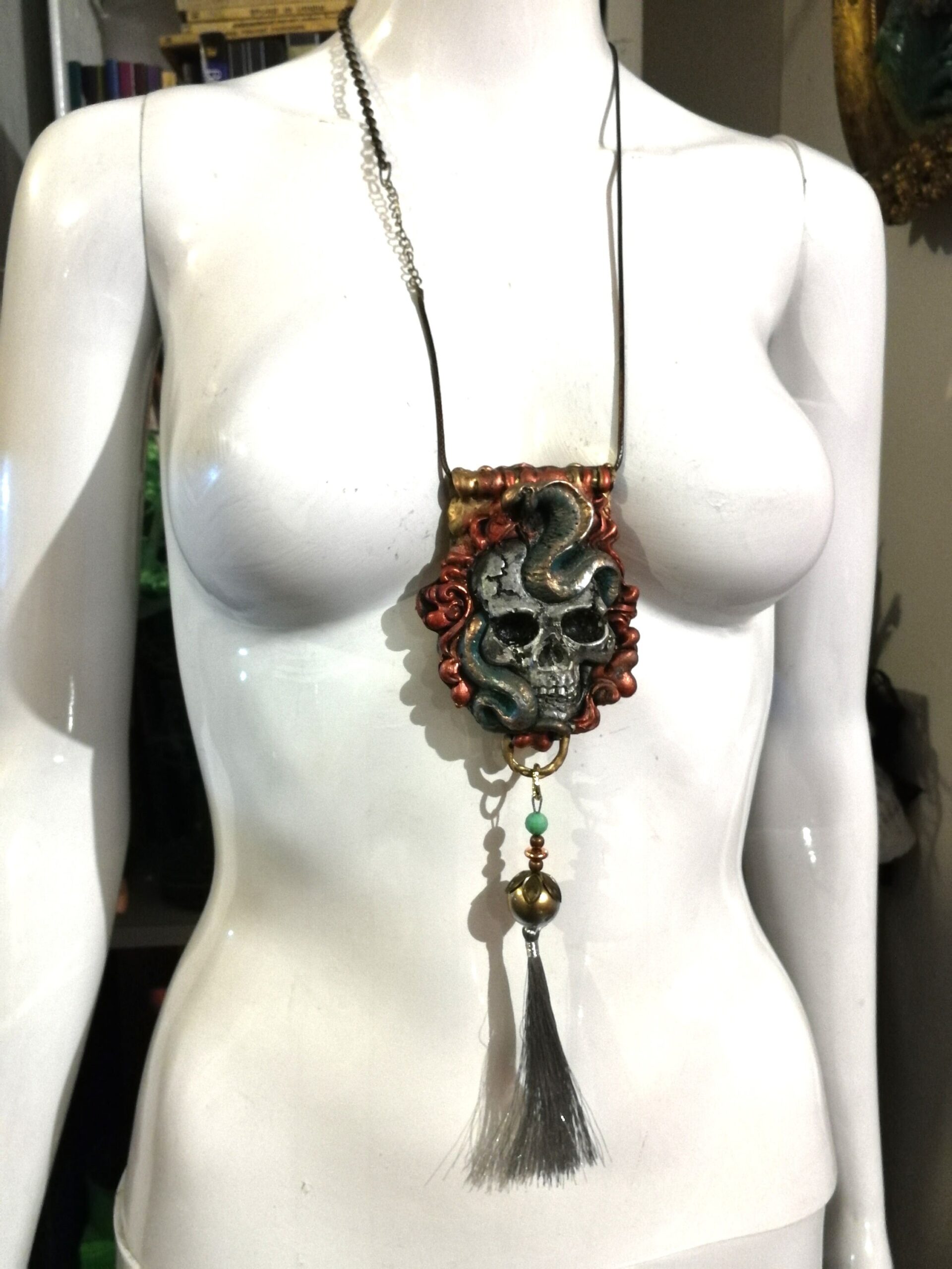 Life Forever, Skull Snake Talisman Garden of Eden, Imortality Magic Power Evil Eye, Punk Rock Gothic Amulet Pendant