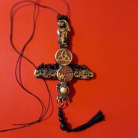 Inverted Cross, Evil Eye Necklace Charm, Celtic Rune Symbol Talisman Pendant, Druid Protection Amulet North Vikings Larp