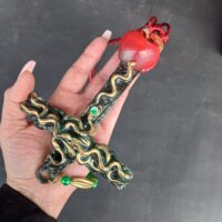 Inverted Cross Magic Pendant, Snake Apple Forbidden Fruit Amulet Necklace, Adam & Eve Sin Paradise