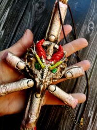 Satanic Necklace, Dragon Eye Five Fingers Antichrist Inverted Cross, Baphomet Upside Down Cross, Sigil of Lucifer Satan