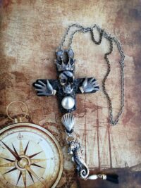Pirates Jewelry Caribbean Cross, Punk Gothic Pendant Medieval Crown, Occult Spiritual Metaphysical Wild Amulet