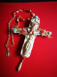 Guardian Angel Pendant, Cross Amulet Necklace, Magic Talisman Religious Symbol, Spiritual Esoteric Jewelry Cherubim