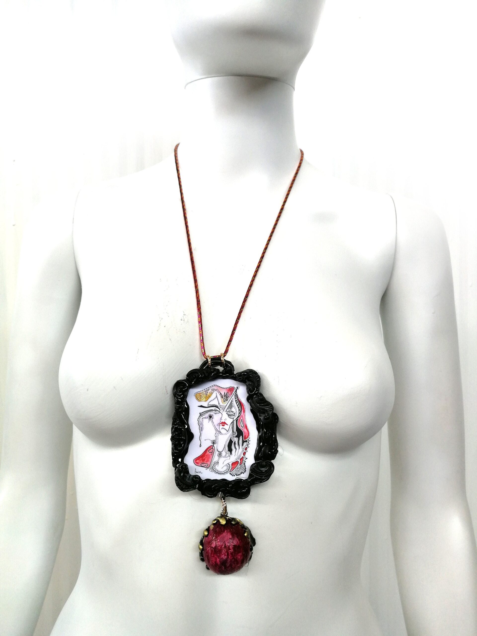 Satanic Pendant Dark Angel, The God of Evil Satan Figure, Demon Devil Talisman Archon, Black Magic Amulet Lord Lucifer