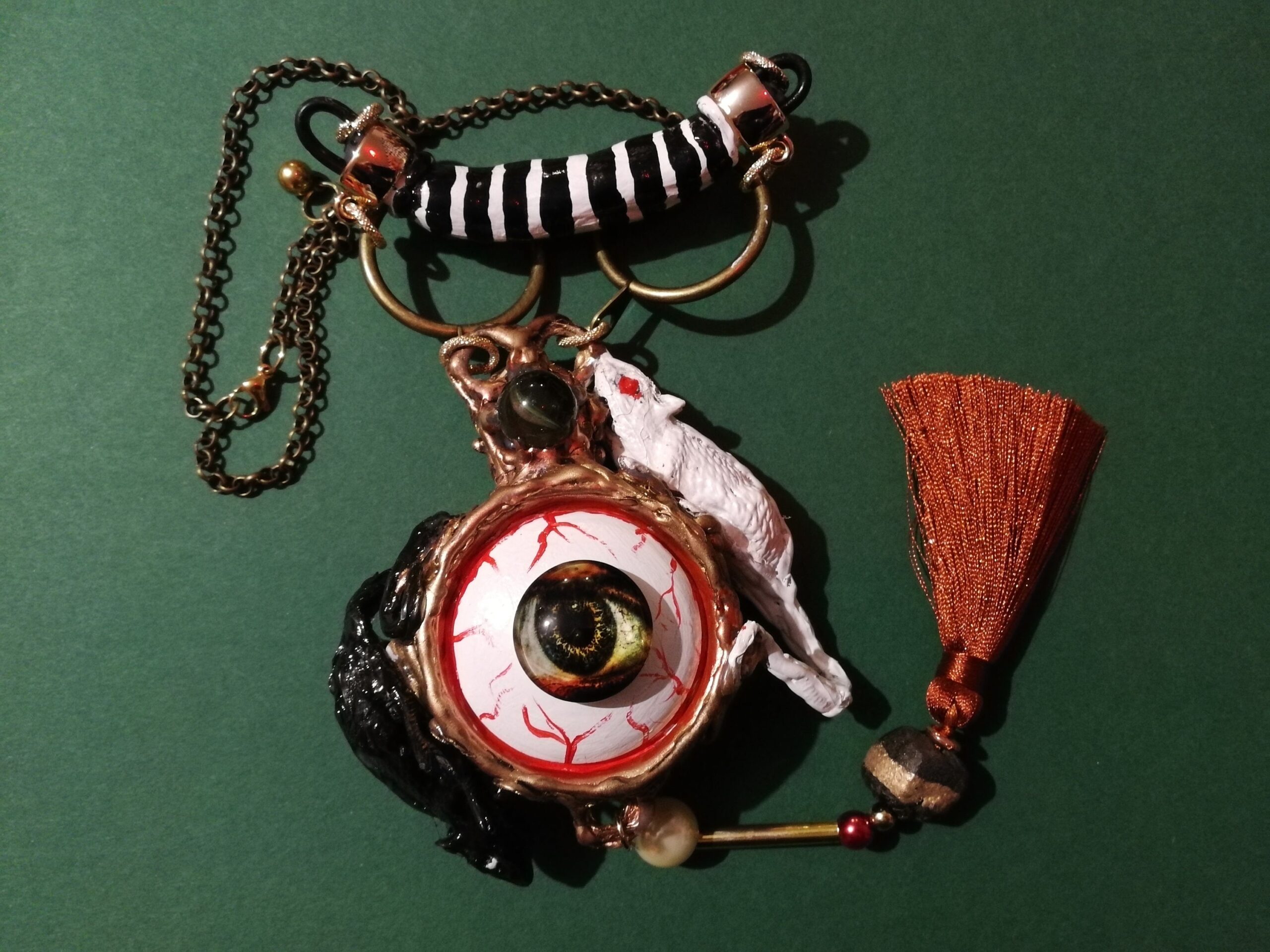 Devil Eye, Day of the Dead Pendant, Protection Talisman Amulet, Witch Jewelry Occult Magick Mouse Voodoo