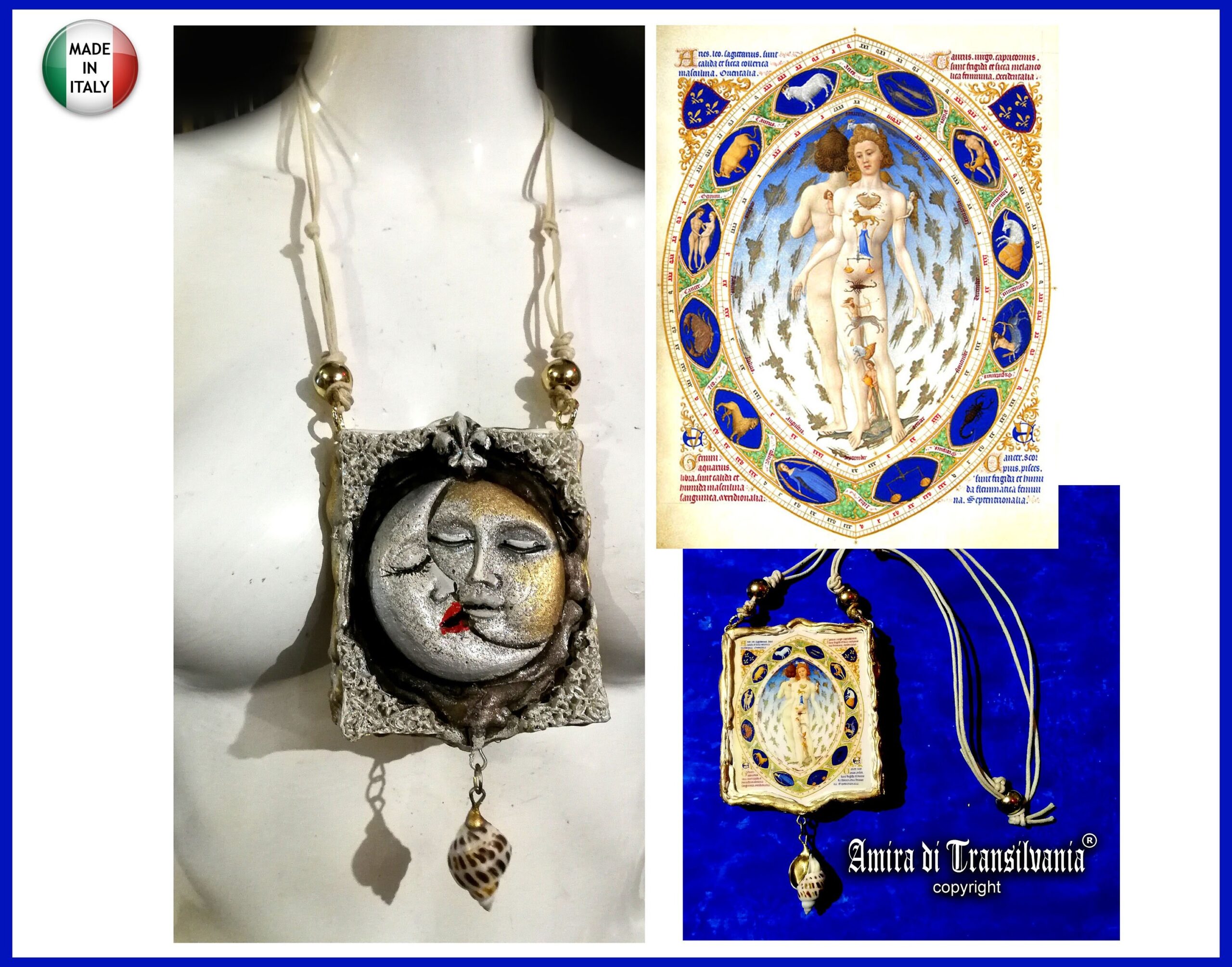 Sun and Moon, Magic Astrological Talismans Symbol Zodiac, Magical Power Universe Pendant, Jewelry Celestial Amulet Star