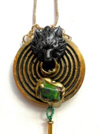 Black Wolf, Necklace Pendant Charm Wild Animals, Forest Wildlife Talisman Spirit Guide Protection Amulet