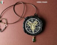 Baphomet Pendant, Magic Talisman Goth Jewel, Satanic Symbol Lucifer Sigil, Inverted Pentagram Dragon Oathsworn