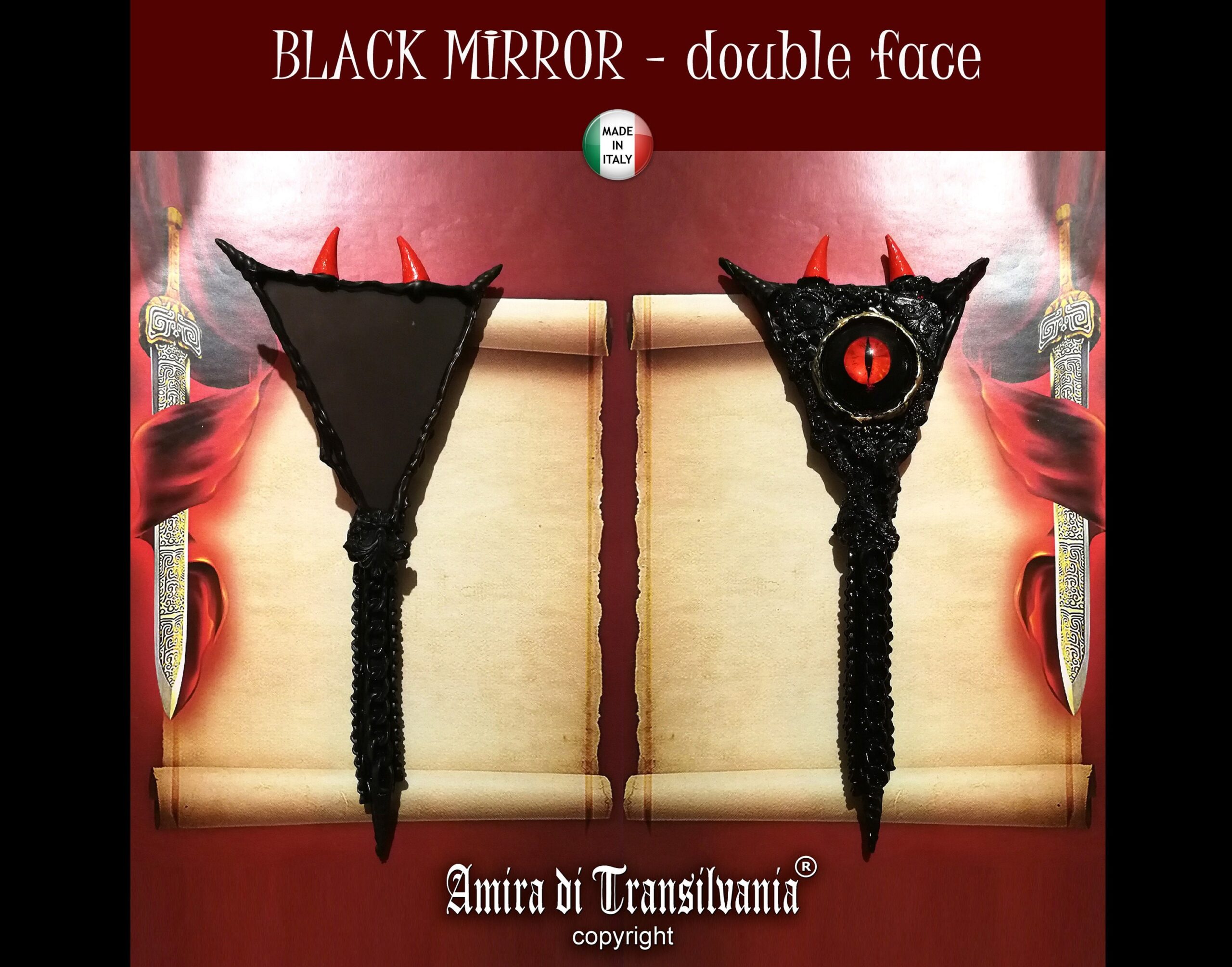Black Mirror, Snow White Witch Evil Queen, Satanic Occult Gothic Decor, Witchcraft Magic Eye
