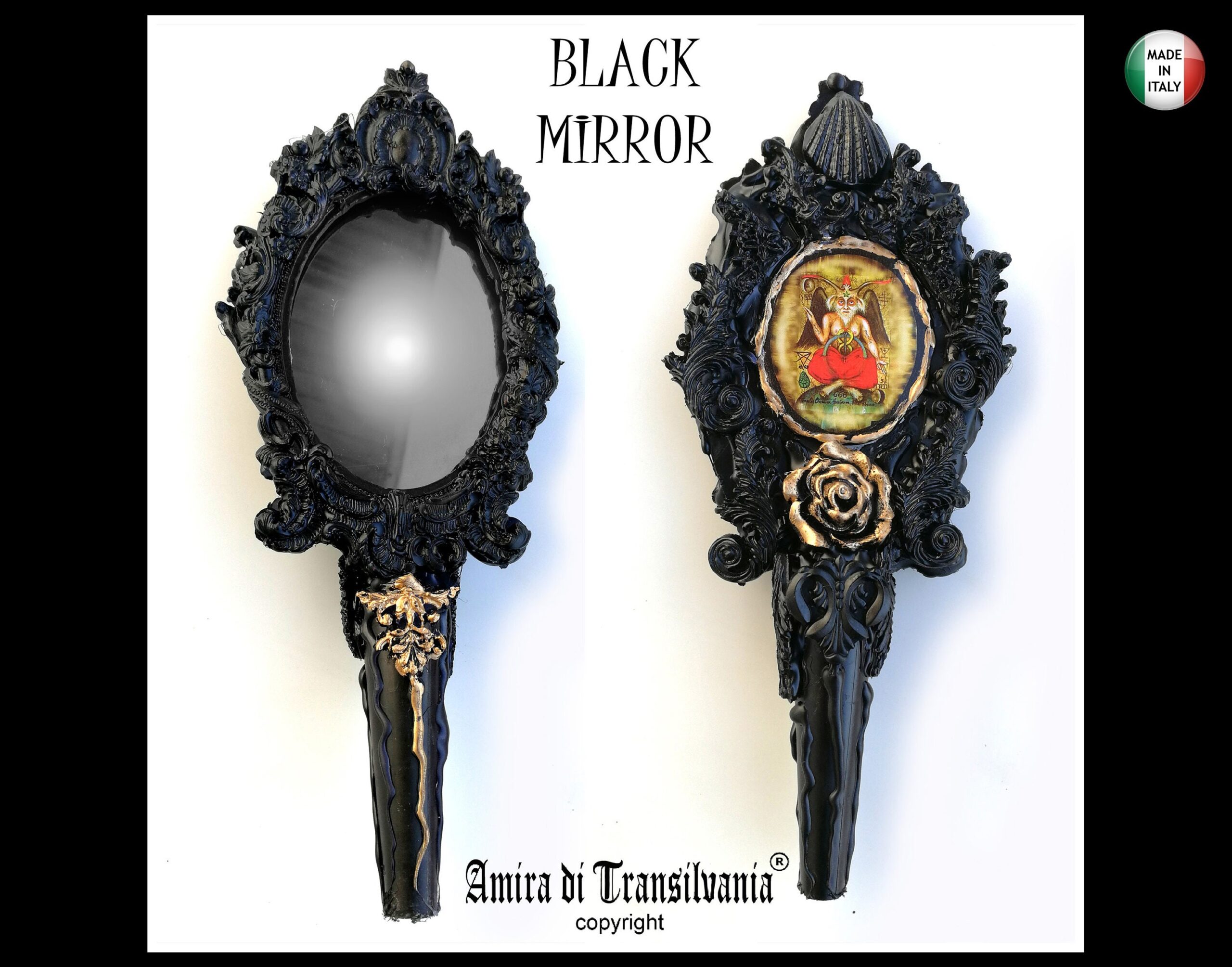 Magic Mirror, Baphomet Evil King, Satanic Occult Altar, Dark Magick Ritual, Goth Satan Satanist Symbol