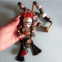 Santa Muerte, Doll Head Magic Talisman, Cursed Haunted Witchcraft Pendant, Witch Jewelry Skull Necklace