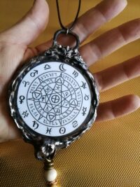 astrology necklace, astrologic talisman zodiac amulet horoscope sign symbol medallion charm woman jewelry antique vintage style accessories