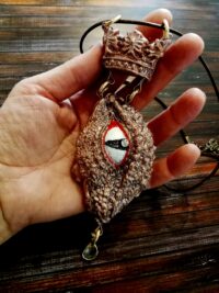 Dragon Crown, Satanic Necklace Gothic Amulet, All Seeing Eye Evil Pendant, Shield of Faith Talisman