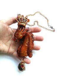 Dragon Head, Evil Eye Protection Amulet, Royal Crown Protective Talisman Pendant, Occult Jewelry Viking