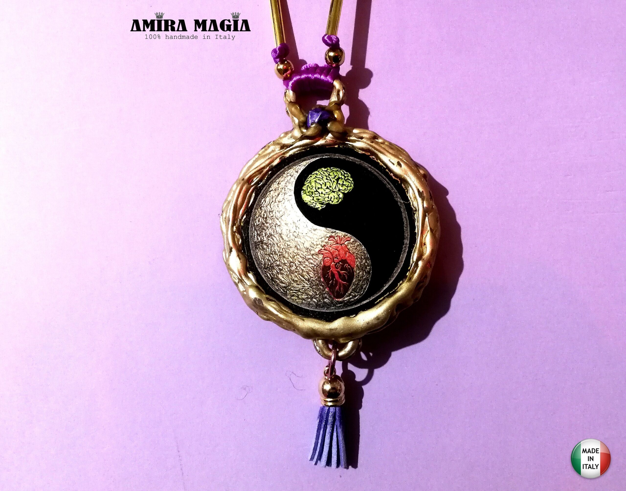 Yin & Yang Buddhist Tibetan Protective Magic Talisman, Ethnic Jewelry Prayer Amulet, Buddha Yoga Symbol