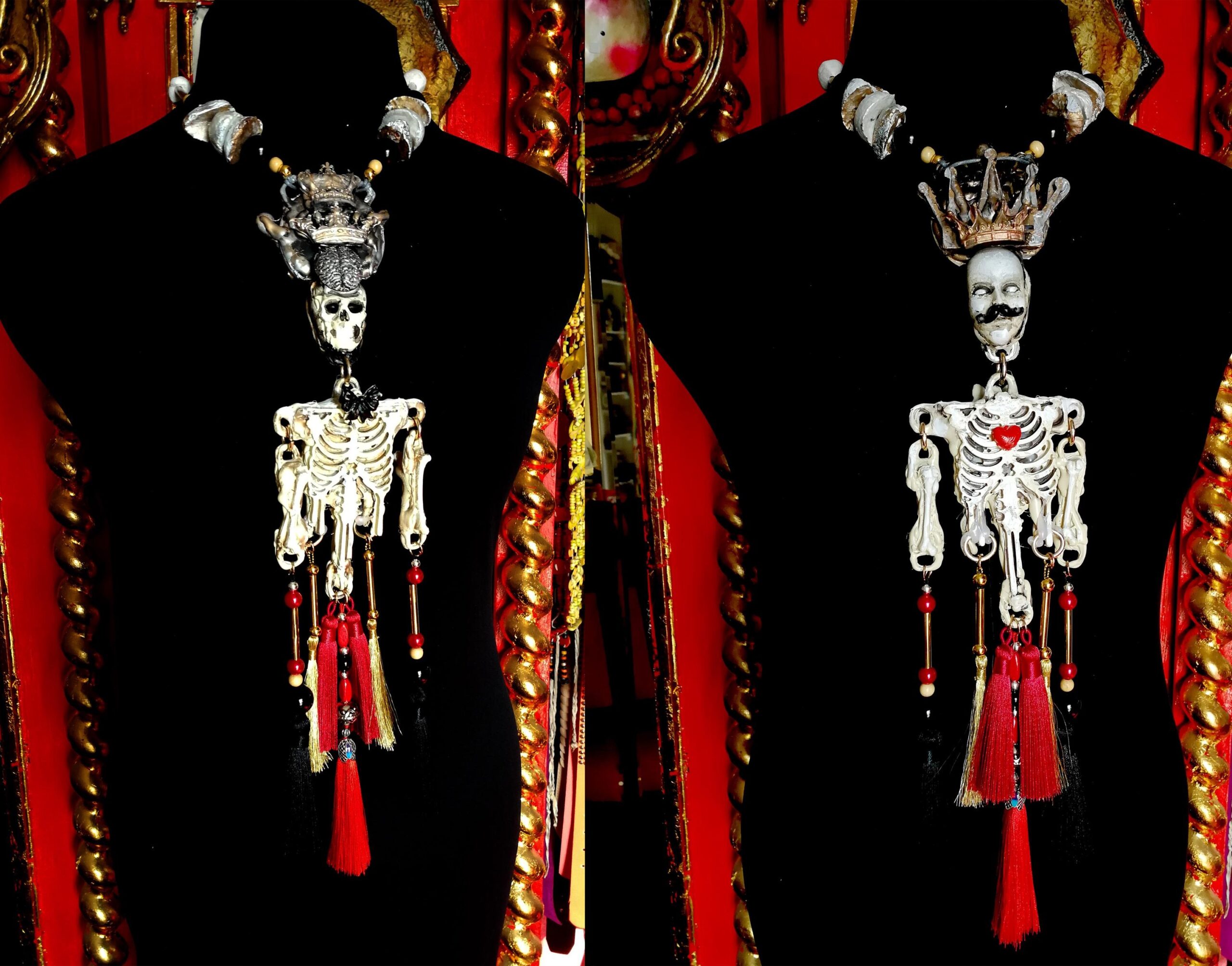 La Santa Muerte Pendant, Macabre Magic Talisman Necklace, Spooky Witch Goth Jewelry Skull Skeleton