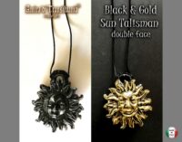 Golden Sun Sunrise Celestial Necklace, Goth Jewel Amulet Good Luck, Magical Power Pendant Bib