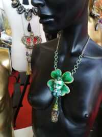 Green Witch Witchcraft Talisman, Four Leaf Clover Spiritual Jewelry, Good Luck Amulet Wealth Money