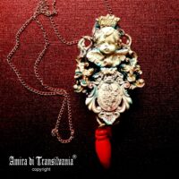 Guardian Angel, Cherubim Pendant Winged Angel Wing, Magic Talisman Archangel Charm, Cherub Amulet Baroque Horn of Plenty