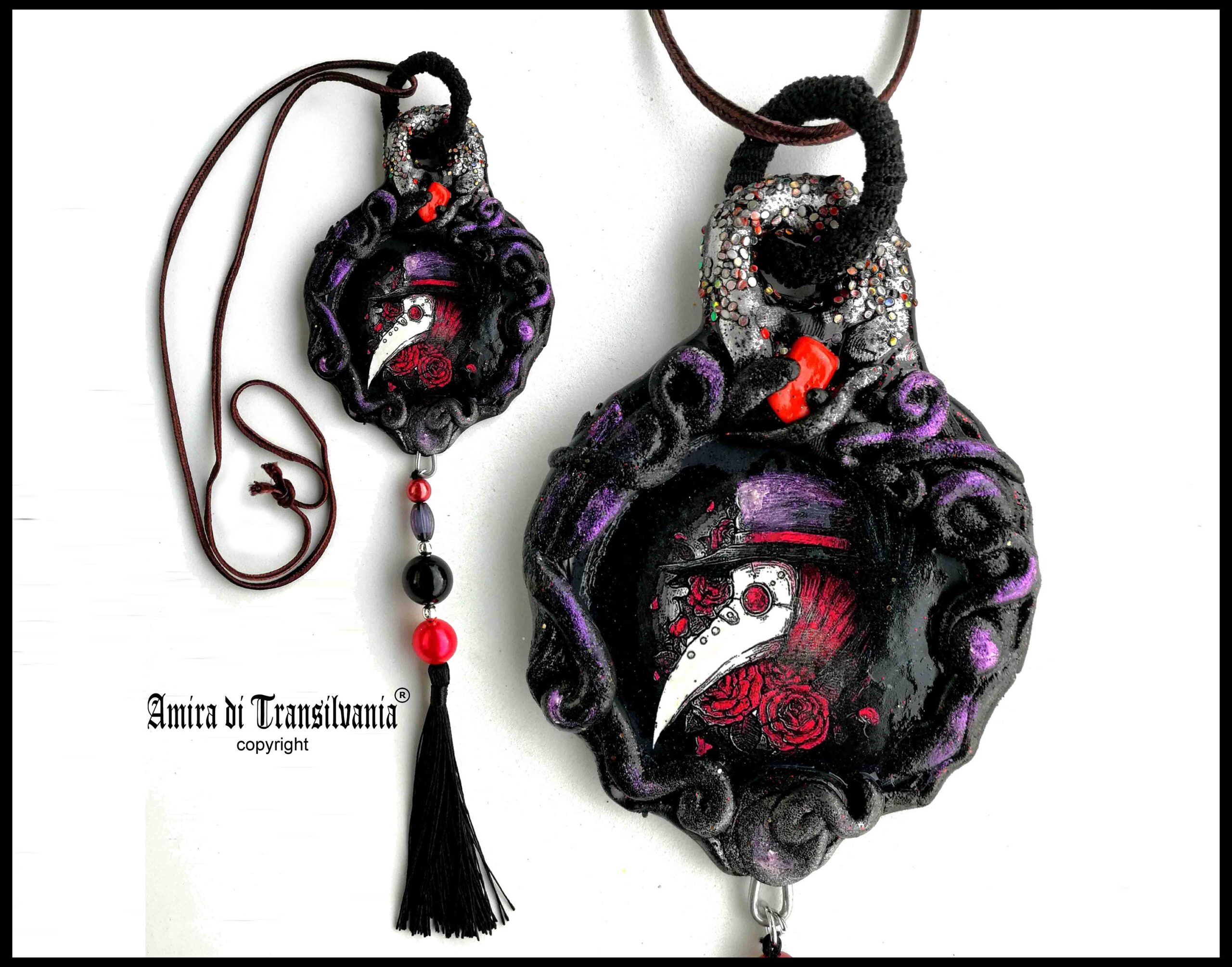 Doctor Plague, Venetian Mask Pendant Face Hat, Protective Amulet Steampunk, Protection Talisman Venezia Symbol