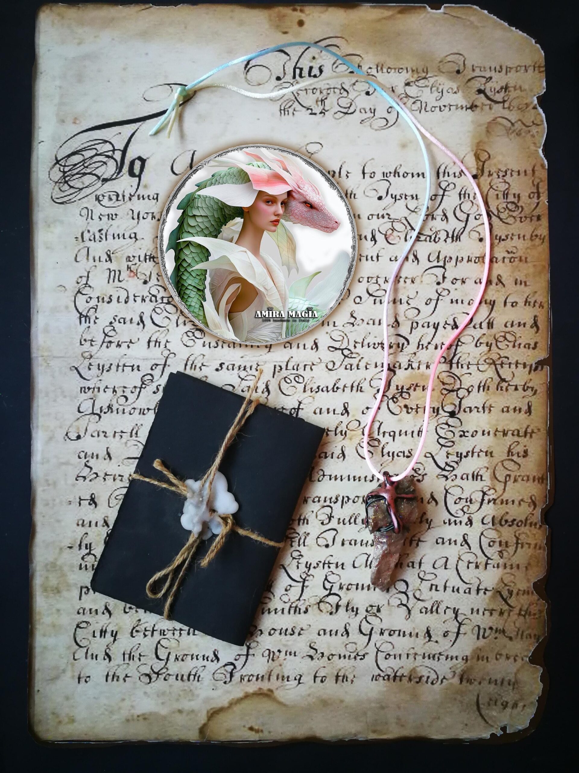 Witch Familiar, Ancient Companion Dragon Spirit Guide, Uncut Gemstone Pendant, Magic Raw Stone Amulet