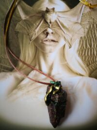 Vampire Energy, Uncut Gemstone Pendant, Blessing Bat Spell Protection Amulet, Magic Talisman Spiritual Raw Stone