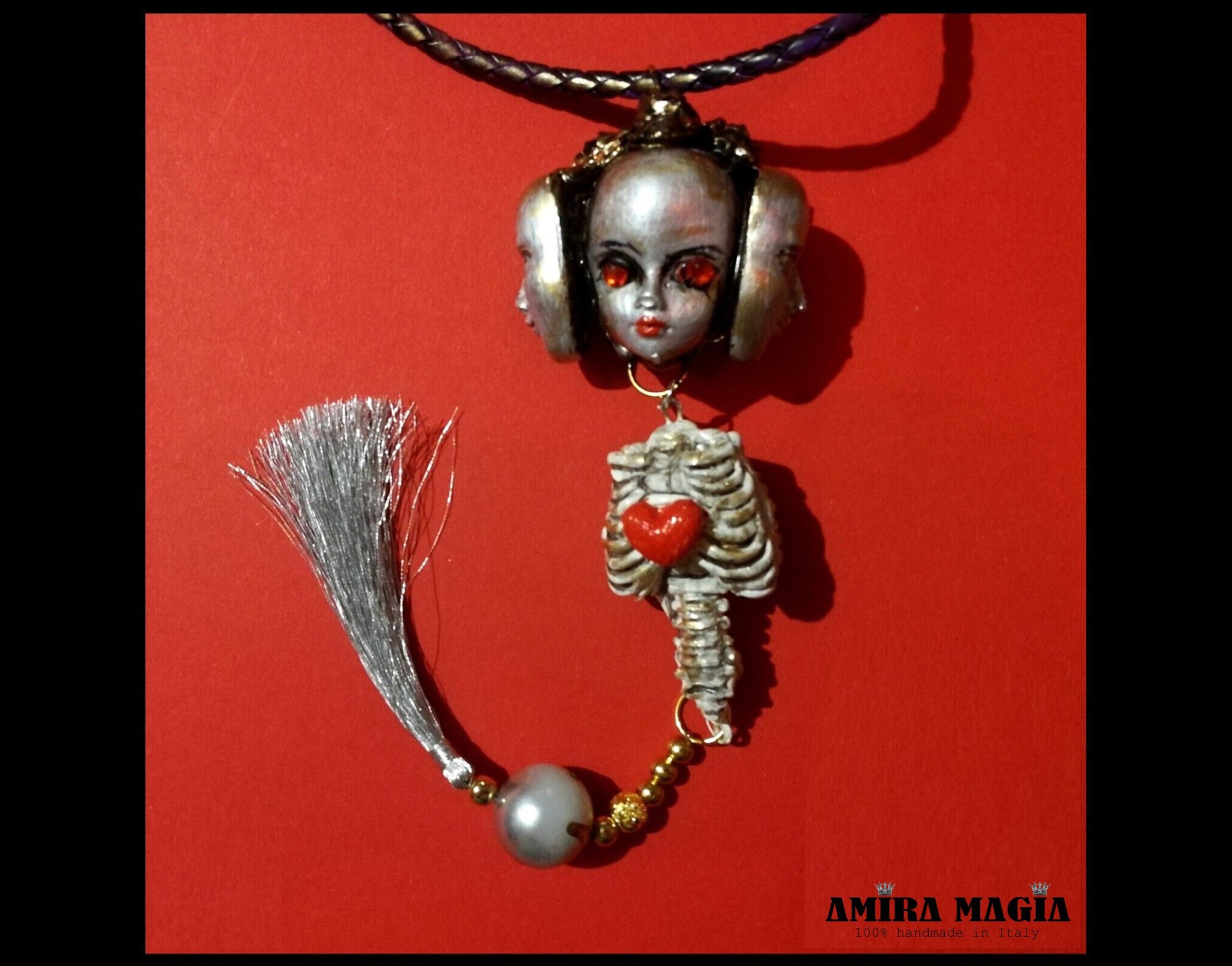 Voodoo Doll, Dark Magic Talisman Cursed Haunted Witchcraft, Pendant Witch Jewelry Skull Skeleton Amulet