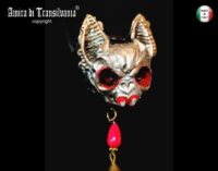 Bat Vampire Amulet, Dracula Castle Talisman Necklace, Gothic Transylvania Animal Head Amulet Dark Royal