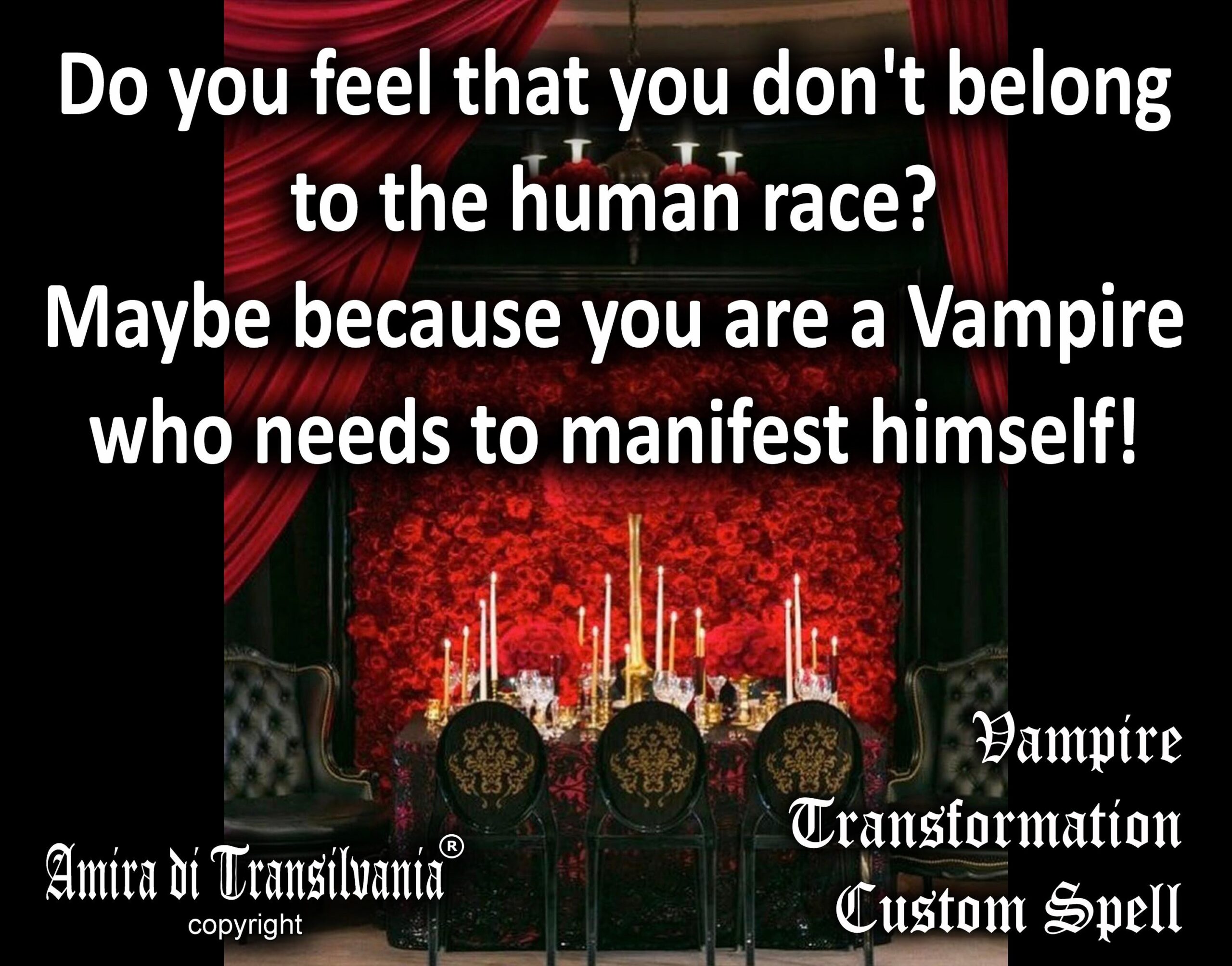 Vampire Mindset, Become Powerful Magical Person, Magic Custom Rite Dracula Transylvania, Seduction Tecniques Instruction Ritual