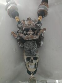 La Santa Muerte Pendant, Macabre Magic Talisman Necklace, Spooky Witch Goth Jewelry Skull Skeleton