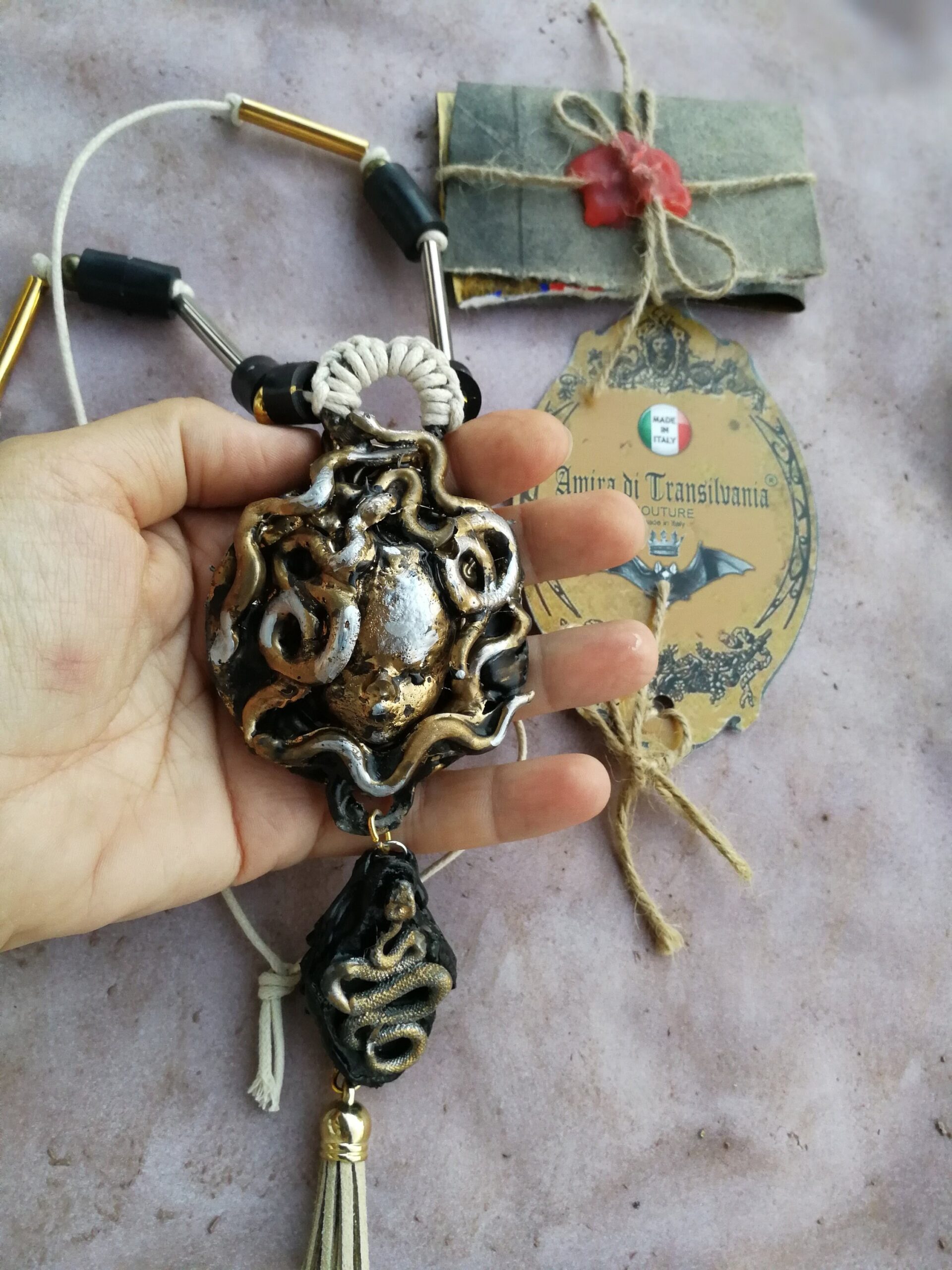 Medusa Head, Ouroboros Snake Amulet Necklace, Occult Jewelry Spiritual Talisman, Greek Mythology Magic Pendant